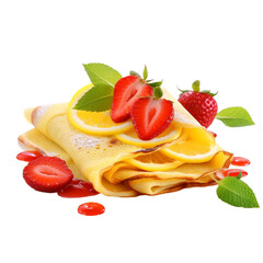 crepes with strawberries and lemon curd isolated on transparent background