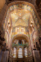 Fototapeta na wymiar The Basilica of San Vitale is a late antique church in Ravenna, Italy. The sixth-century church is an important surviving example of early Christian Byzantine art and architecture.