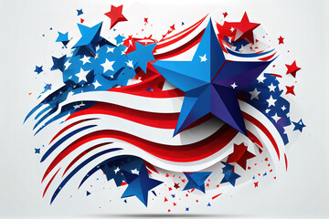 labor day and Abstract USA background design of star for 4th of july Independence day. Generative Ai