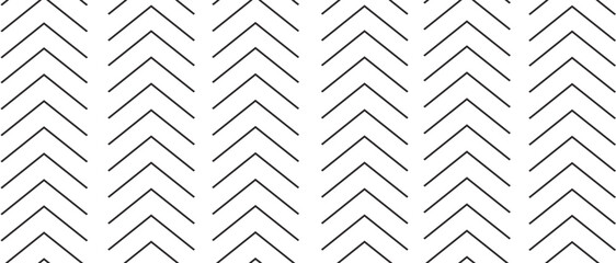 Seamless arrow pattern on white background. Modern chevron lines pattern for backdrop and wallpaper template. Black simple lines with repeat texture. Seamless chevron background, vector illustration