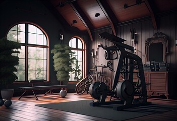 Fototapeta na wymiar gymnasium with exercise equipment made with generative ai