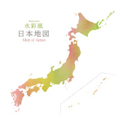 水彩風　日本地図　日本列島