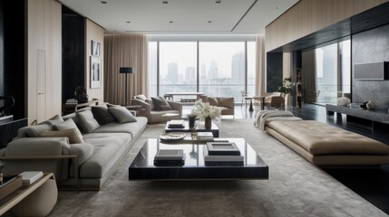 Fototapeta na wymiar modern living room interior design ai generative illustration
