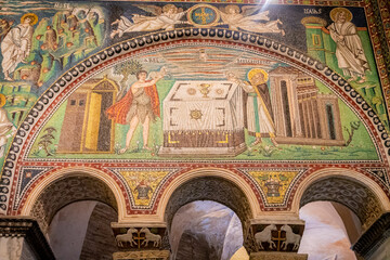 Fototapeta na wymiar The Basilica of San Vitale is a late antique church in Ravenna, Italy. The sixth-century church is an important surviving example of early Christian Byzantine art and architecture.