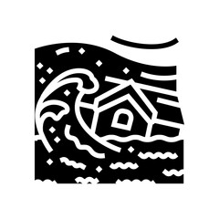 storm flood disaster glyph icon vector illustration