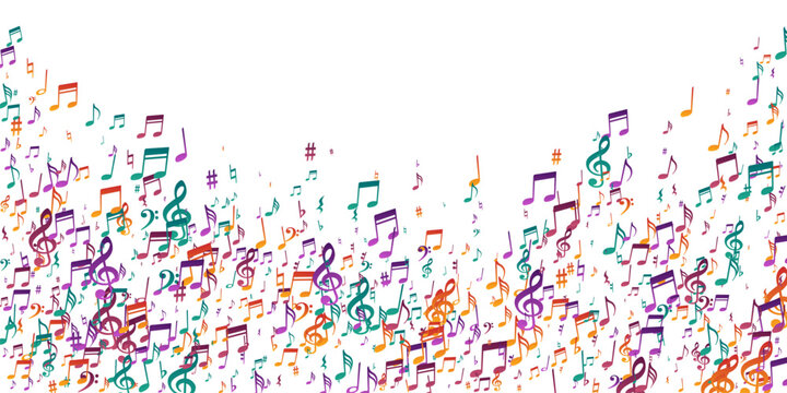 Music note icons vector background. Song notation