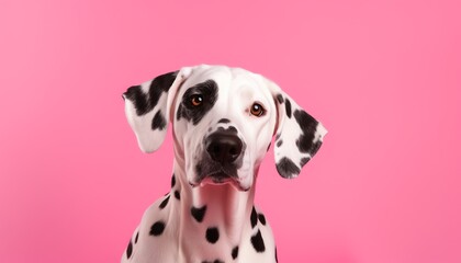 dalmatian dog on pink background