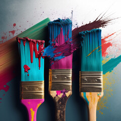 brushes with paint