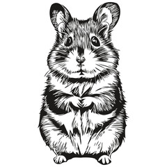 hamster vector illustration line art drawing black and white hamsters