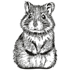 hamster vector illustration line art drawing black and white hamsters