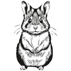 hamster vector illustration line art drawing black and white hamsters
