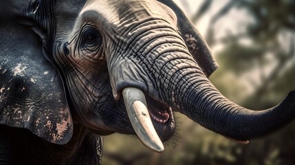 Fototapeta na wymiar Portrait Of Huge Elefant - Generative AI