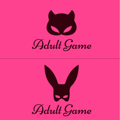 Logo for sex shop. Adult games. Pink background. vector