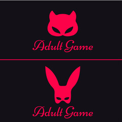 Logo for sex shop. Adult games. Black background. vector