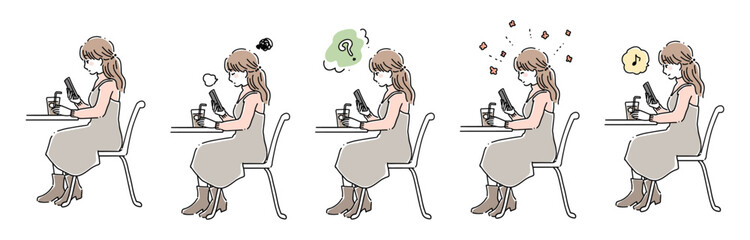 スマホを見る女性2カラーセット