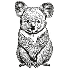 Koala vector illustration line art drawing black and white koala bear © Сергей Тарасюк