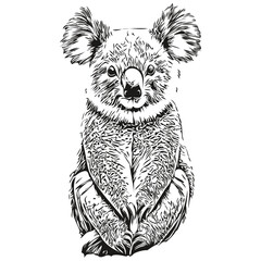 Koala vector illustration line art drawing black and white koala bear © Сергей Тарасюк