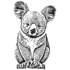 Koala vector illustration line art drawing black and white koala bear © Сергей Тарасюк
