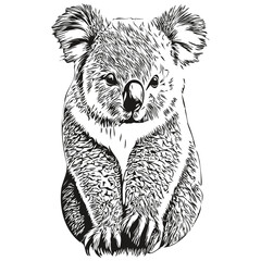 Realistic Koala vector, hand drawn animal illustration koala bear