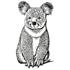 Fototapeta na wymiar Vector image of silhouette of a Koala on a white background, koala bear