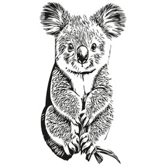 Vintage engrave isolated Koala illustration cut ink sketch koala bear