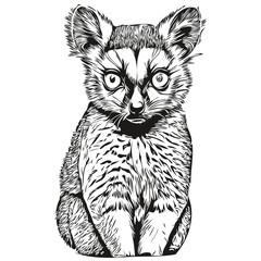 Lemur sketch, hand drawing of wildlife, vintage engraving style, vector illustration Lemurs