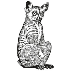 Engrave Lemur illustration in vintage hand drawing style Lemurs © Сергей Тарасюк