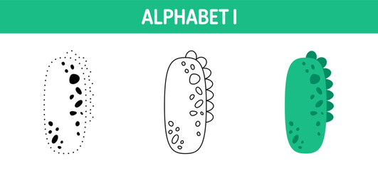 Alphabet I tracing and coloring worksheet for kids