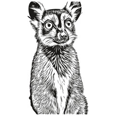 Funny cartoon Lemur, line art illustration ink sketch Lemurs