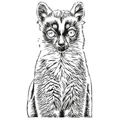 Engrave Lemur illustration in vintage hand drawing style Lemurs