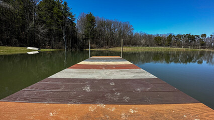 tranquil pond with trees