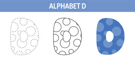 Alphabet D tracing and coloring worksheet for kids