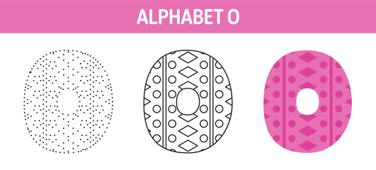 Alphabet O tracing and coloring worksheet for kids