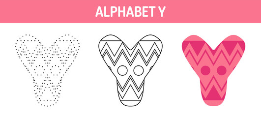 Alphabet Y tracing and coloring worksheet for kids