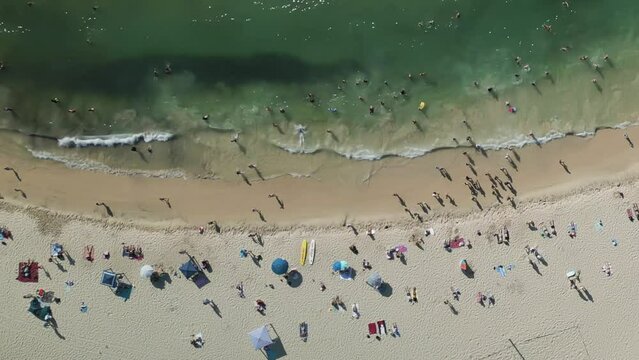 Aerial top down shot of Cottesloe Beach in Perth, Western Australia
