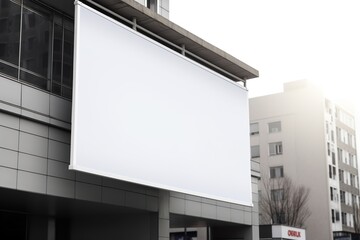Obraz premium Blank billboard. Mockup. Blank banner. Outdoor billboard mockup, outdoor advertising poster with city and sky background. Generative AI