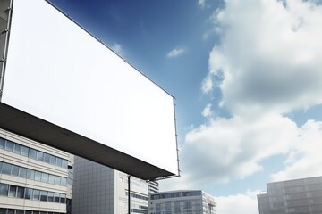 Blank billboard. Mockup. Blank banner. Outdoor billboard mockup, outdoor advertising poster with city and sky background. Generative AI
