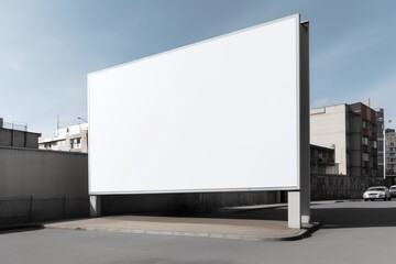 Obraz premium Blank billboard. Mockup. Blank banner. Outdoor billboard mockup, outdoor advertising poster with city and sky background. Generative AI