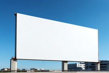 Fototapeta premium Blank billboard. Mockup. Blank banner. Outdoor billboard mockup, outdoor advertising poster with city and sky background. Generative AI