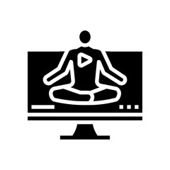 web online yoga relax glyph icon vector illustration