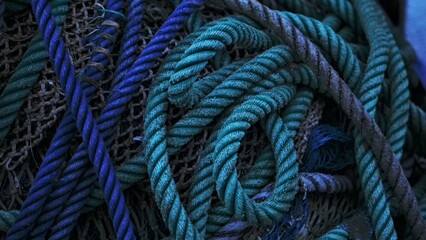 industrial rope stacked as background