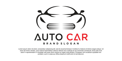 Abstract auto car logo design illustration with creative line art style Premium Vektor