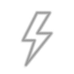 Сomic style thunderbolt. Modern line thunder. Black lightning strike isolated on white background. Lightning bolts power for design. Funny outline instant. Cool battery. Fun shock. Vector illustration - obrazy, fototapety, plakaty