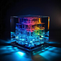 A Glass Cube Reflects A RainBow