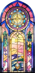 Photo sur Plexiglas Coloré stained glass window watercolor