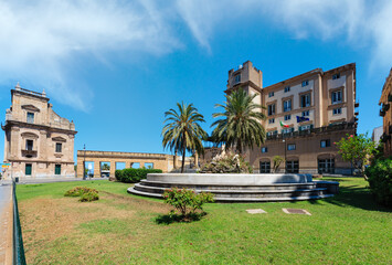 Porta Felice a monumental city gate of Palermo, Sicily, Italy.