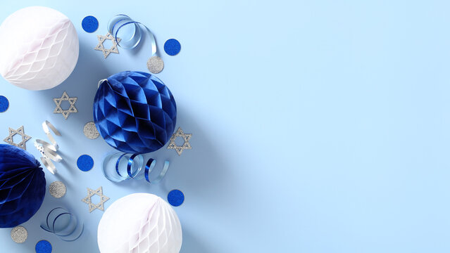 Israel Independence Day background with festive decorations. Yom Haatzmaut banner template.