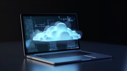 Cloud computing technology and data storage. Internet and networking concept. generative ai