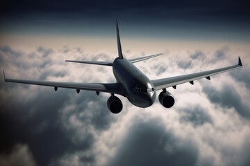 Fototapeta na wymiar A Majestic Passenger Jet Soaring Through the Clouds, Generative AI