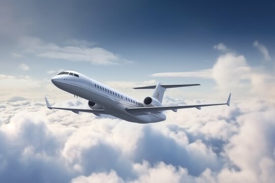 A Majestic Passenger Jet Soaring Through the Clouds, Generative AI